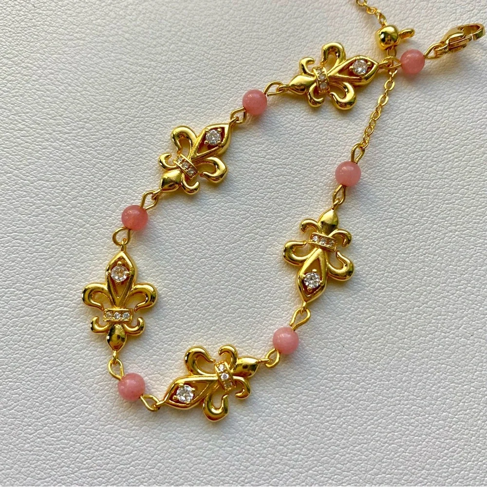 Elegant Gold and Pink Bracelet